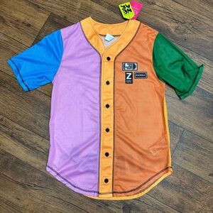 Zumba Fitness Multicolor Short Sleeve mesh button up jersey